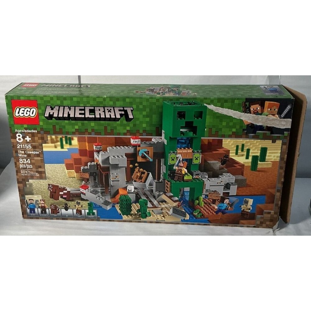 LEGO Minecraft The Creeper Mine 21155 Complete Set 834pcs Steve Creeper